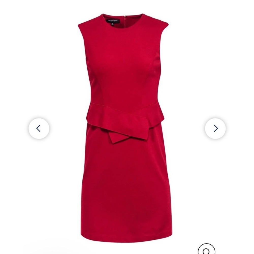 Lafayette 148 NY Red Sleeveless Peplum Sheath Dress Size Small